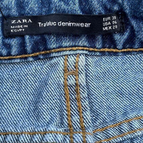 Zara Trafaluc Mixed Wash High Rise Denim Cut Off Shorts 6 - Picture 2 of 4